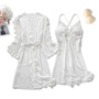 Lace Trim Sexy Wedding Lady Robe Suit Loose Satin Bride Bridesmaid Kimono Bathrobe Gown Mini Sleepwear Rayon Intimate Lingerie