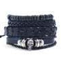 Men's Skull Braided Genuine Leather Wristband