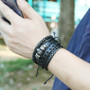 Men's Skull Braided Genuine Leather Wristband