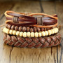 Men's Retro Style Rudder & Beads Woven Bracelet