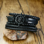 Men's Retro Style Rudder & Beads Woven Bracelet