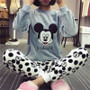 Disney Winter Women's Pajamas Pajama Set Home Wear Long Sleeve Cartoon Pijama Set Sleepwear Women Pyjamas Thick warm Nightwear