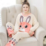 2020 Autumn Winter Warm Flannel Women Pyjamas Sets Thick Coral Velvet Long Sleeve Cartoon Sleepwear Thin Flannel Pajamas Set