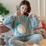 2020 Autumn Winter Warm Flannel Women Pyjamas Sets Thick Coral Velvet Long Sleeve Cartoon Sleepwear Thin Flannel Pajamas Set