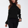 Women's Chic Cold Shoulder Ruffled Chiffon Blouse