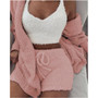 Women Coral Velvet Pajamas Set Spring Autumn Winter Pajamas 3 Three Piece Set Sleepwear Tops Shorts Coat Suit Size S-3XL