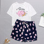 Women's Sleepwear Cute Cartoon Print Short Set Pajamas for Women  Pajama Set Sweet Short Sleeve T Shirts & Shorts Summer Pijama