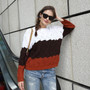 BEFORW Autumn Winter Contrast Color Women Sweater Casual Long Sleeve Pullovers Women Crewneck  Knitted Tops Women Jumper Soft