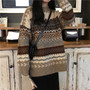 H.SA 2020 Women Vintage Pullover and Sweaters Winter Loose Style Striped Pull Jumpers Korean style Knitwear Casual Tops Femme