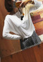 White Plain Cross Back Cut Out Open Back Long Sleeve T-Shirt