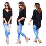 Black Plain Single Breasted Round Neck Long Sleeve Casual T-Shirt