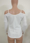 White Condole Belt V-neck Long Sleeve Casual Blouse