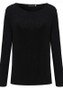 Black Asymmetric Shoulder Round Neck Long Sleeve Fashion T-Shirt