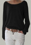 Black Asymmetric Shoulder Round Neck Long Sleeve Fashion T-Shirt