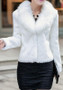 White Faux Fur Long Sleeve Fur Collar Fashion Coat