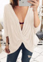 Apricot Irregular Three Quarter Length Sleeve Fashion T-Shirt