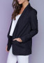 Black Plain Pockets Tailored Collar Long Sleeve Suit