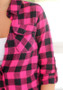 Red Plaid Turndown Collar Single Breasted Long Sleeve Pockets Casual Blouse
