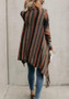 Brown Striped Print Irregular Tassel Oversize Cardigan Sweater
