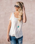 White Cut Out Off-Shoulder Round Neck Short Sleeve Casual T-Shirt