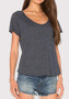 Black Cut Out Backless Round Neck Casual Going out T-Shirt