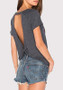 Black Cut Out Backless Round Neck Casual Going out T-Shirt