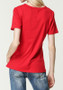 Red Skull Cut Out Round Neck Short Sleeve Casual T-Shirt