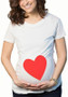 White Love Print Round Neck Short Sleeve Plus Size Maternity Casual T-Shirt