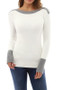 White Patchwork Round Neck Long Sleeve Casual T-Shirt