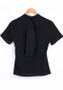 Black Plain Cut Out Round Neck Short Sleeve T-Shirt