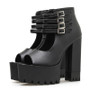 Hollow Platform Block High Heel Shoes