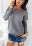 Grey Patchwork Rhinestone Asymmetric Shoulder Long Sleeve Fashion T-Shirt