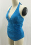 Blue Pleated Two-piece Plus Size Halter Neck Maternity Bikini Swimwear