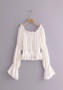 White Pleated Ruffle Off Shoulder Backless Going out Casual Blouse