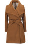 Khaki Sashes Turndown Collar Long Sleeve Fashion Coat