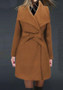 Khaki Sashes Turndown Collar Long Sleeve Fashion Coat