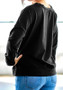 Black Irregular Asymmetric Shoulder Long Sleeve Fashion T-Shirt