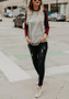 Grey Patchwork Irregular Round Neck Casual T-Shirt