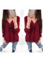 Red Zipper Cut Out V-neck Long Sleeve Casual T-Shirt