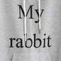 Grey Rabbit Ears Pockets Drawstring Long Sleeve Oversize Cute Hooded Sweatshirt