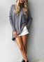 Grey Round Neck Long Sleeve Loose Casual T-Shirt