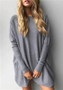 Grey Round Neck Long Sleeve Loose Casual T-Shirt