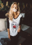 White Figure Print Round Neck Fashion T-Shirt