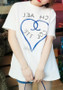 White Monogram Love Draped Round Neck Short Sleeve Fashion T-Shirt