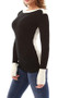 Black Patchwork Round Neck Long Sleeve Casual T-Shirt