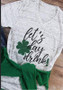White Shamrock Print V-neck St. Patrick's Day Party Cute T-Shirt