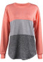 Red Color Block Print Round Neck Long Sleeve Casual T-Shirt