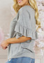 Grey Pleated Flare Sleeve Sweet Going out T-Shirt