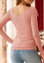 Pink Lace-Up Ruffle Cut Out V-neck Long Sleeve Fashion T-Shirt