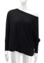 Black Irregular Off Shoulder Round Neck Long Sleeve T-Shirt